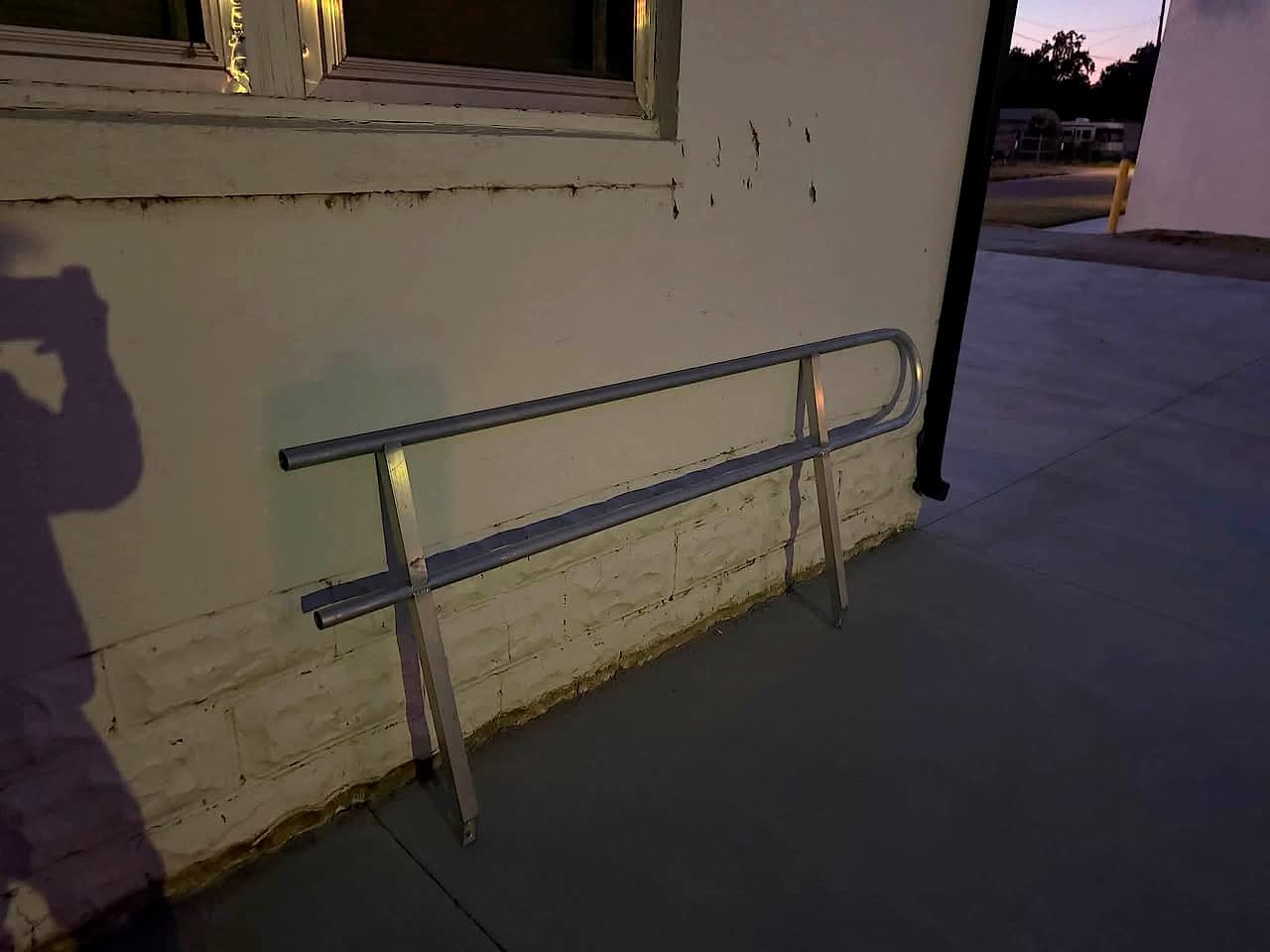 Repaired handrail on the building