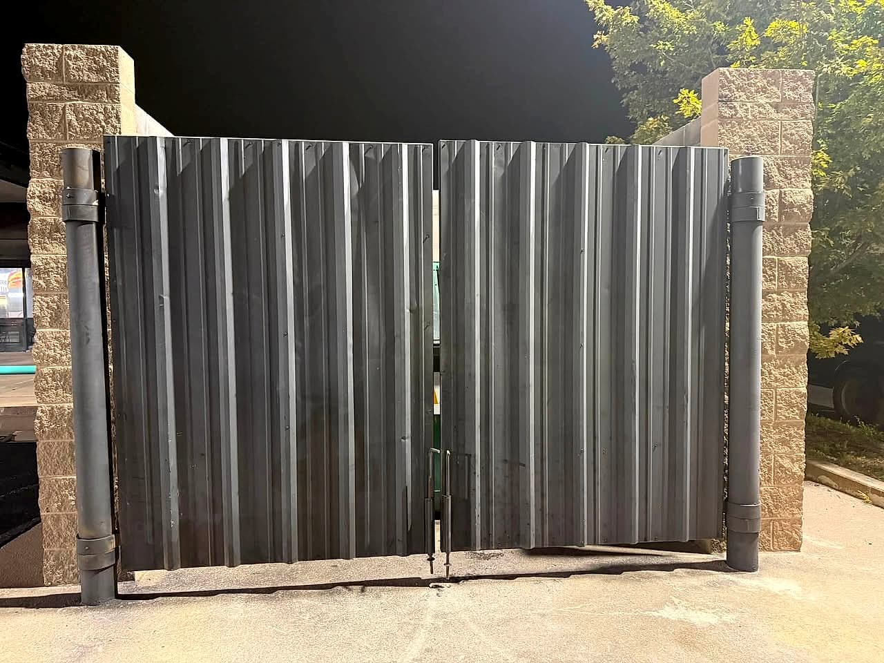 Repaired double gate at a restaurant